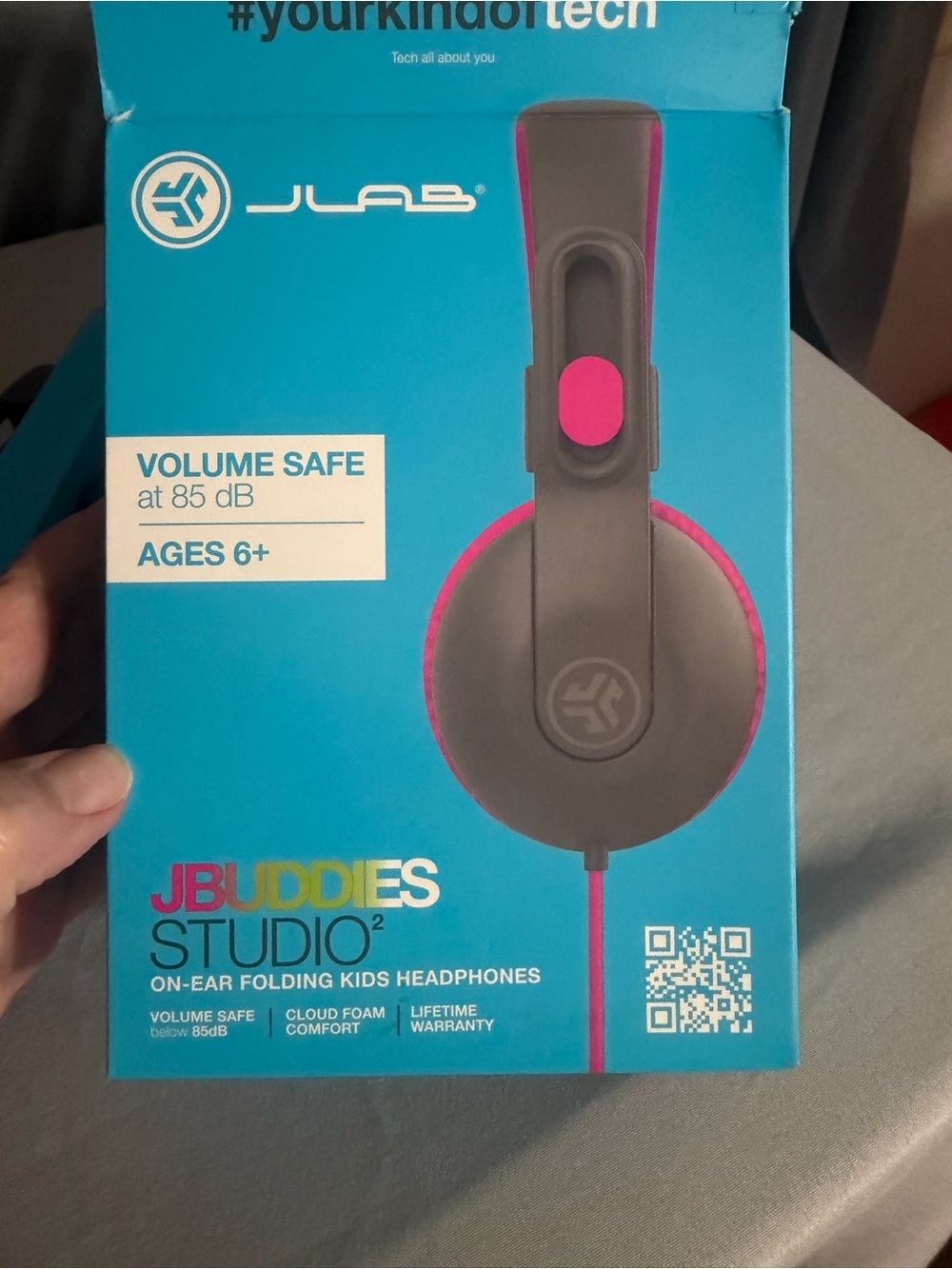 Over-Ear Pink and Gray Headphones Comfortable Wireless Listening with microphone